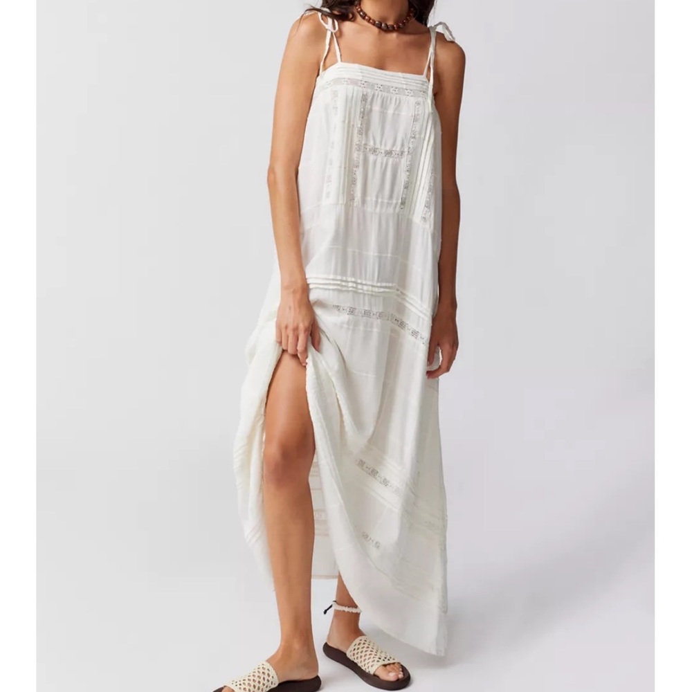 Urban Outfitters White Boho Maxi Dress with Tie Straps